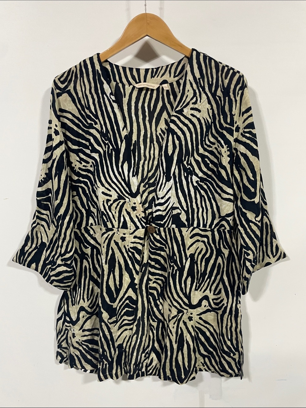 Soft Surroundings Zebra-Print Tunic in Black and Cream